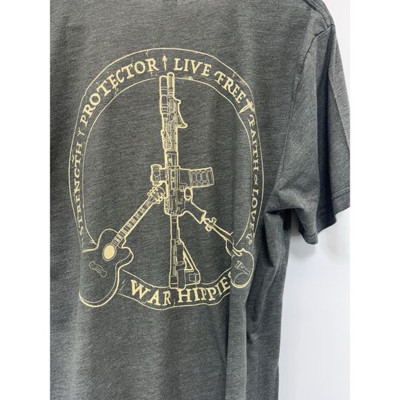 War Hippies T-Shirt Army Green Strength Protector Live Free Faith Love Men’s S - Picture 5 of 9